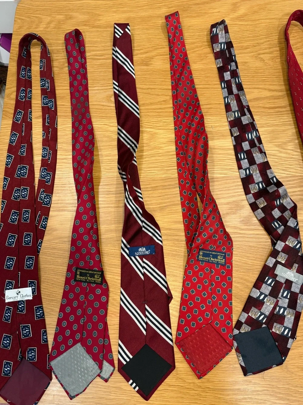 Bundle of 7 Classic Red Men's Tie Collection - Multipattern Assortment